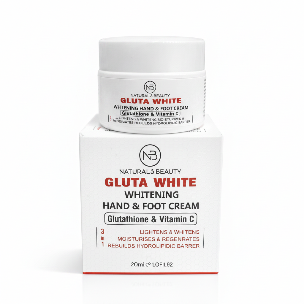 Gluta whitening hand and foot cream jar with matching box