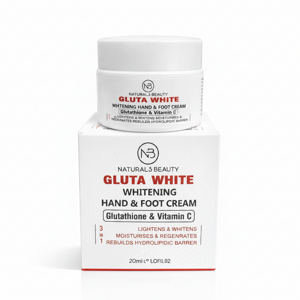 Gluta whitening hand and foot cream jar with matching box