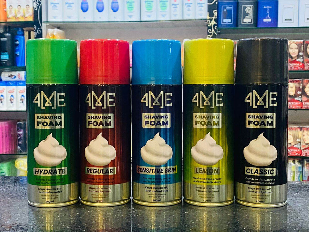 4ME shaving foam assorted cans with labeled variants