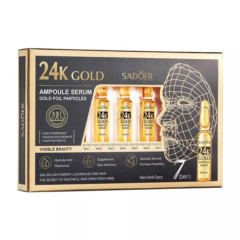 SADOER 24K Gold Moisturizing Ampoule Face Care Serum 2ml x 7pcs SD31943 - YehChez.pk