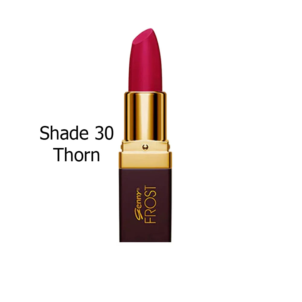 Lipstick tube with gold cap and deep rose-pink bullet, shade Thorn 30
