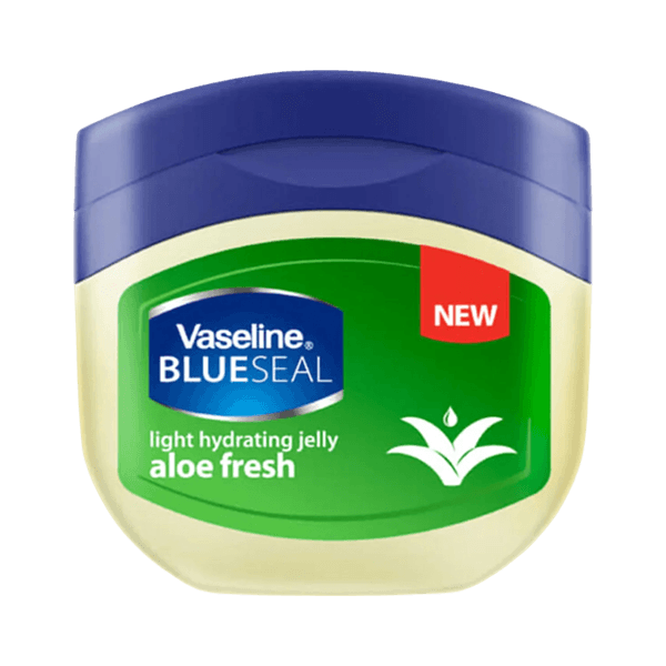 BlueSeal aloe fresh light hydrating jelly jar, blue lid with green label and cream band