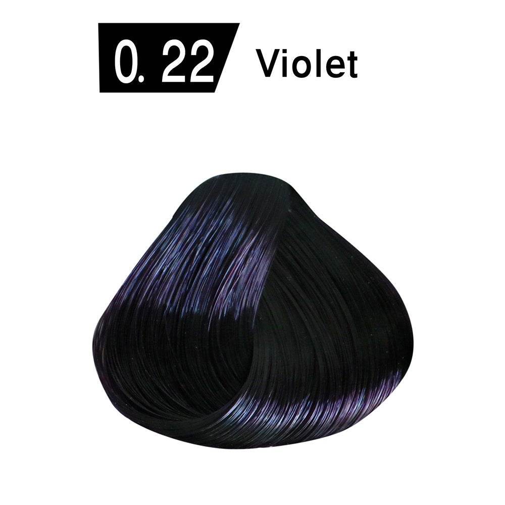 Violet hair color swatch labeled 0.22