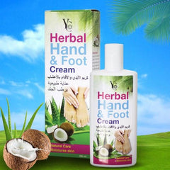 Herbal hand & foot cream bottle with cap, shown with box