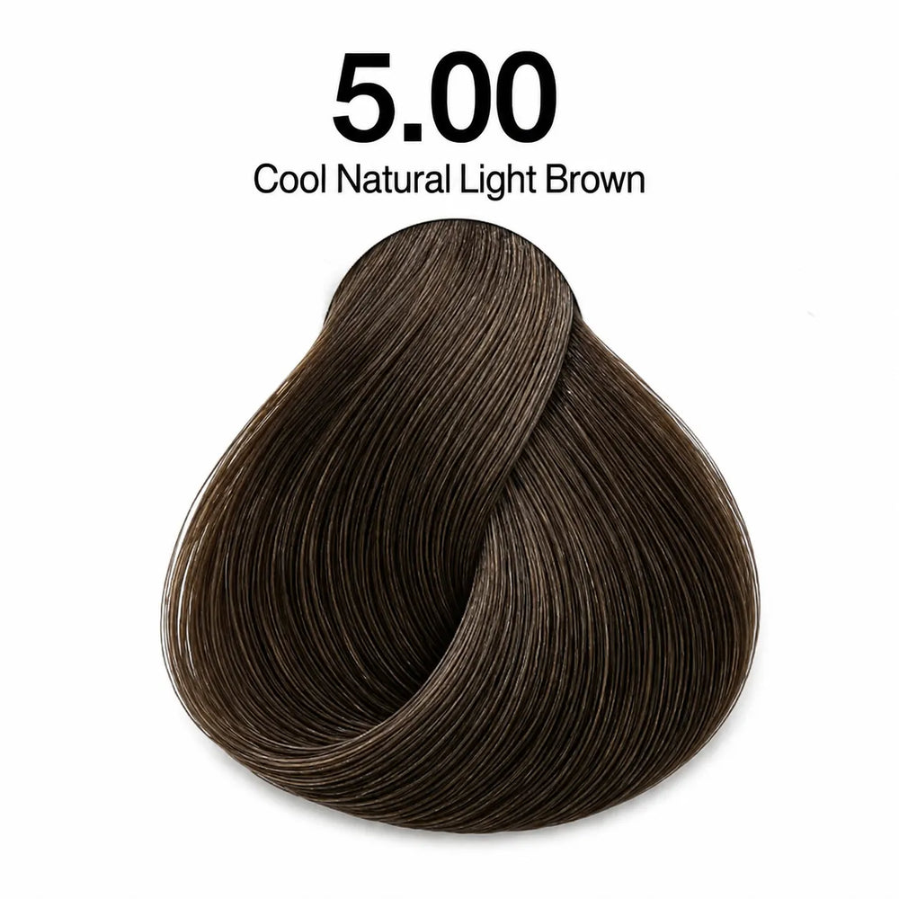 Hair dye color swatch 5.00 cool natural light brown