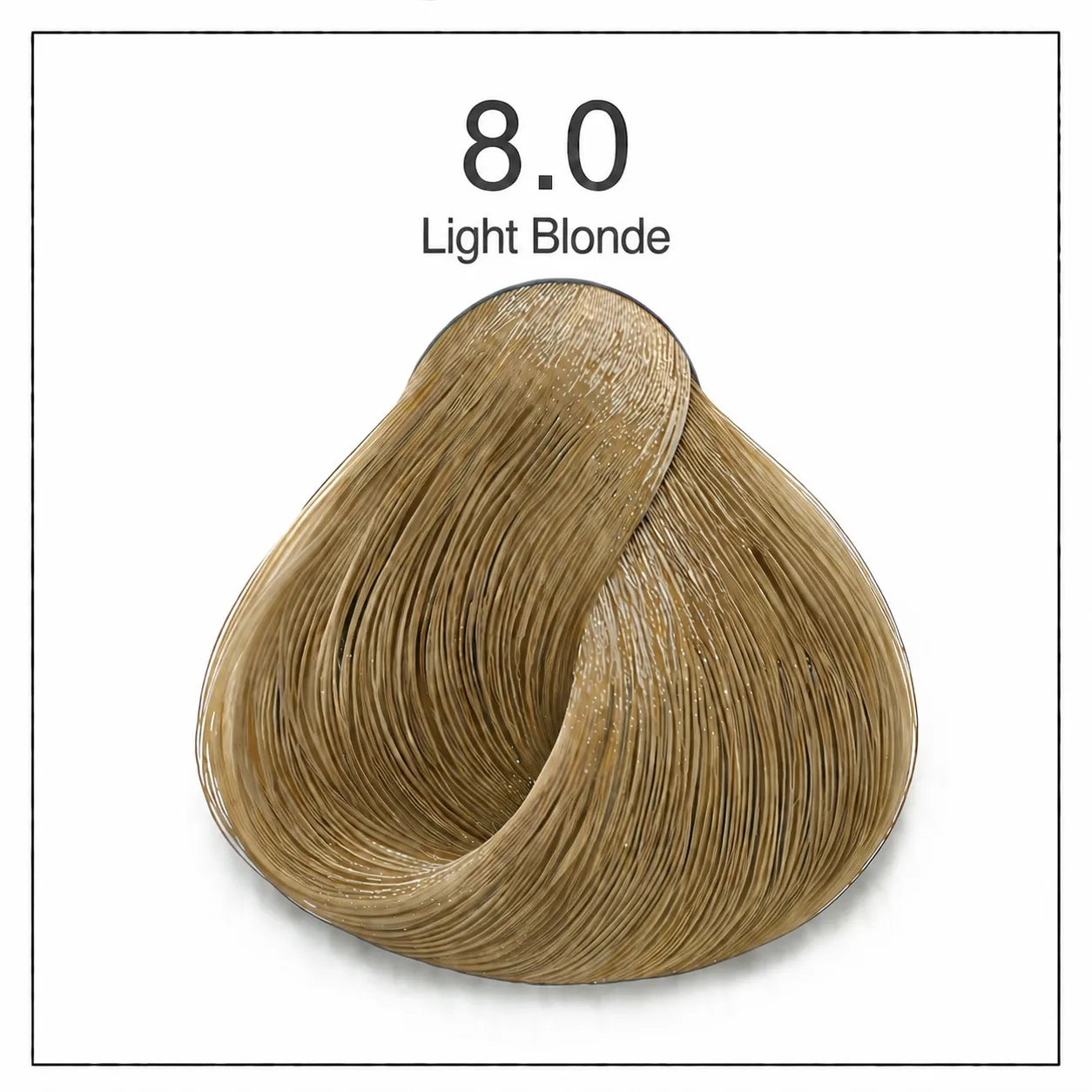 Hair color shade swatch 8.0 Light Blonde, light golden blonde hair color
