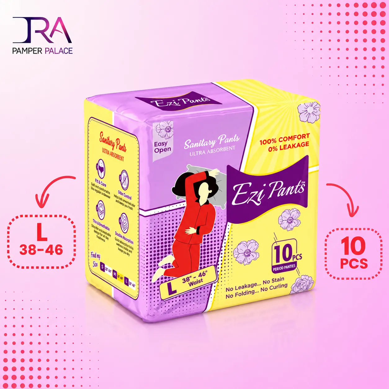 Ezi Pants Pack of 10 Period Panty For Women - Ultra Absorbent Sanitary Pants (All Variants)