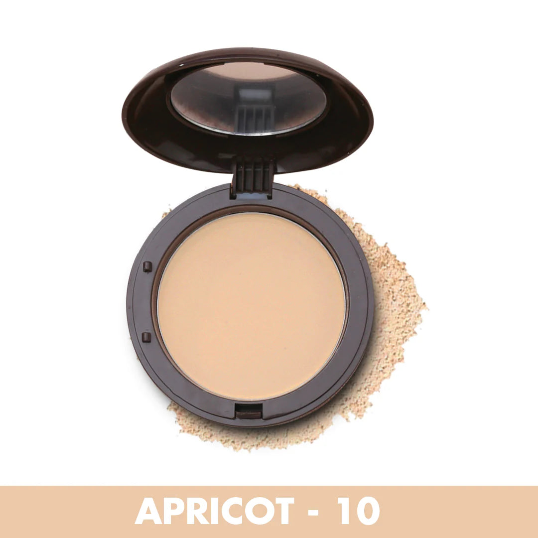 Face powder compact with mirror, Apricot 10 shade in round pan