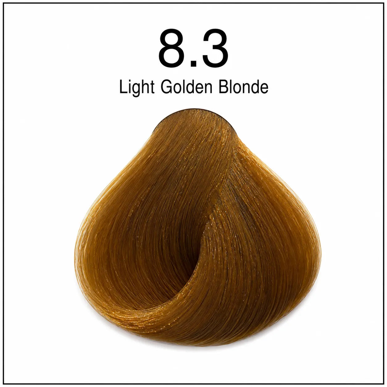 Hair color shade swatch 8.3 Light Golden Blonde, light golden brown blonde