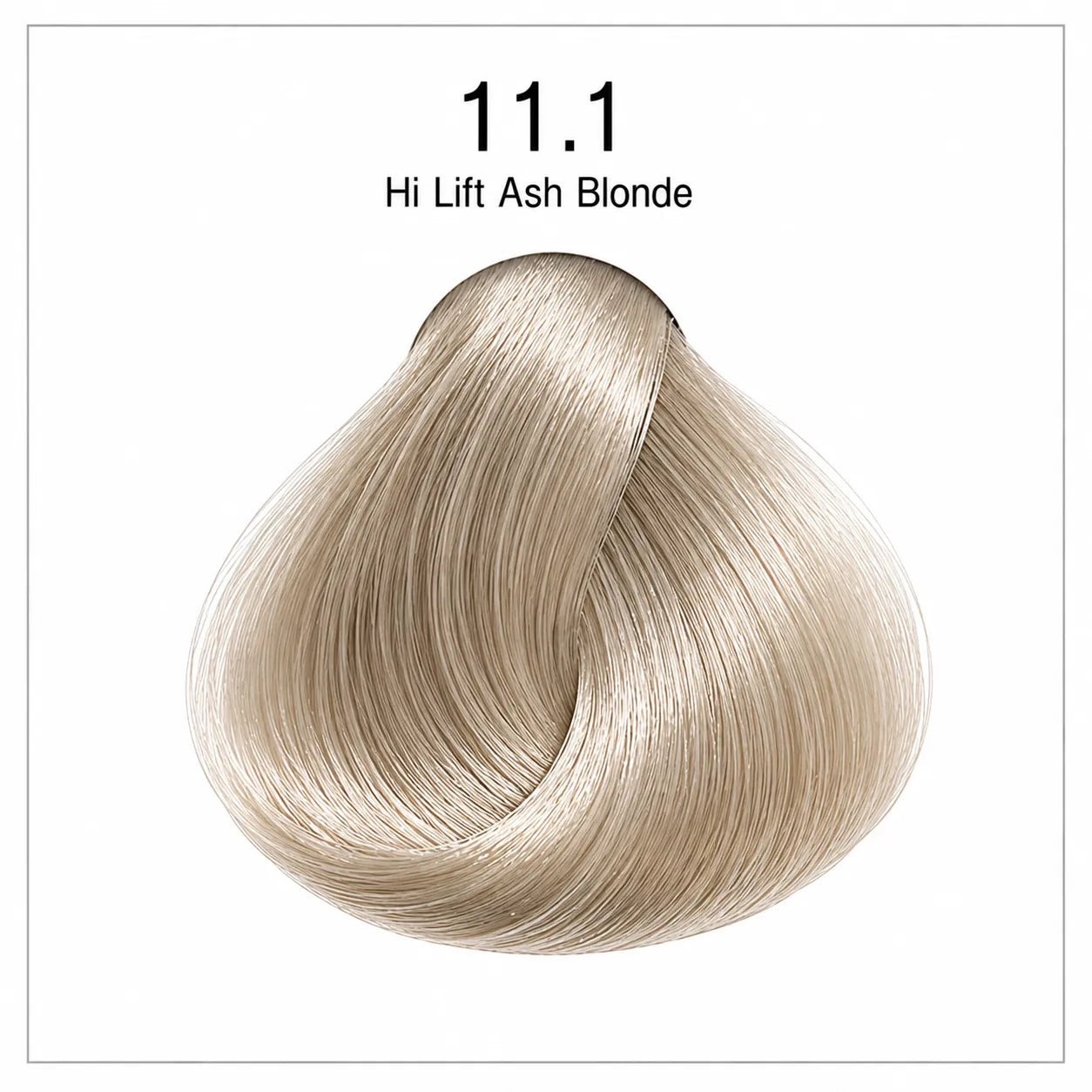 Hair color shade swatch 11.1 Hi Lift Ash Blonde, very light ash blonde