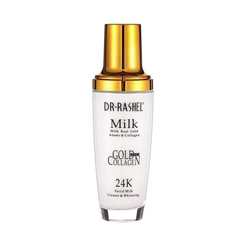24K gold collagen facial milk cleanser bottle with gold cap