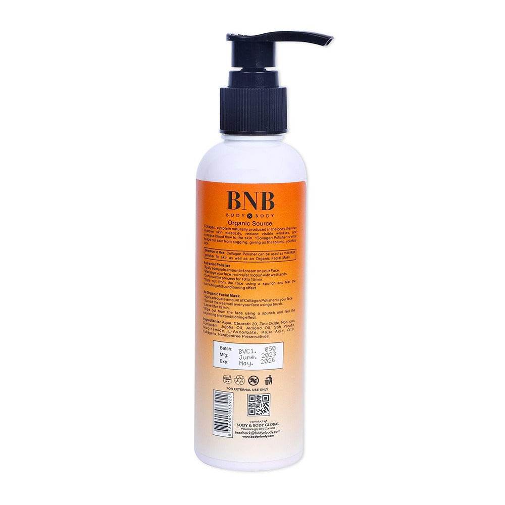 Vitamin C polisher bottle with black pump, back ingredient label