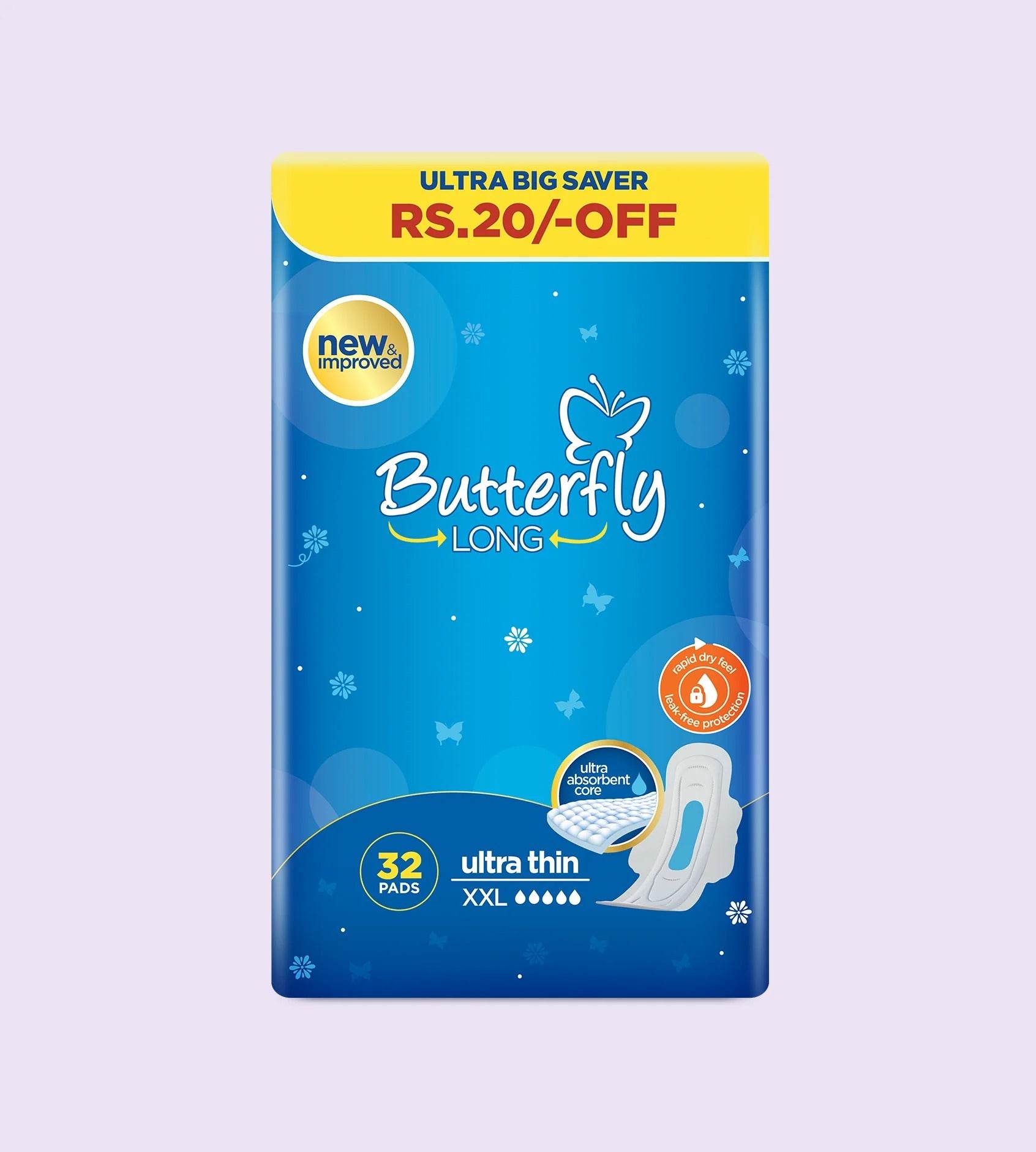 Butterfly 32 Pads Ultra Thin XXL - YehChez.pk