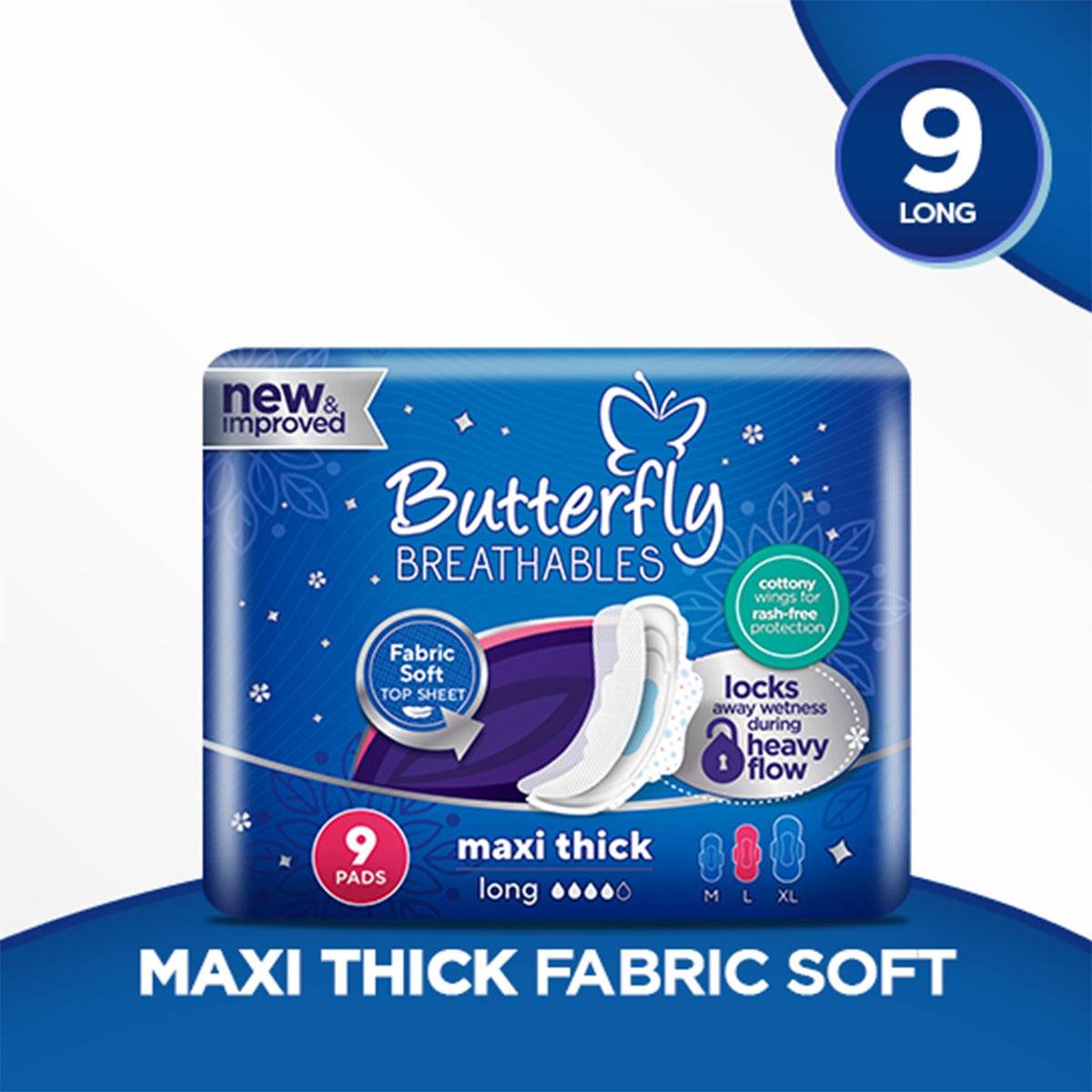 Butterfly 9 Pads Maxi Thick Long - YehChez.pk