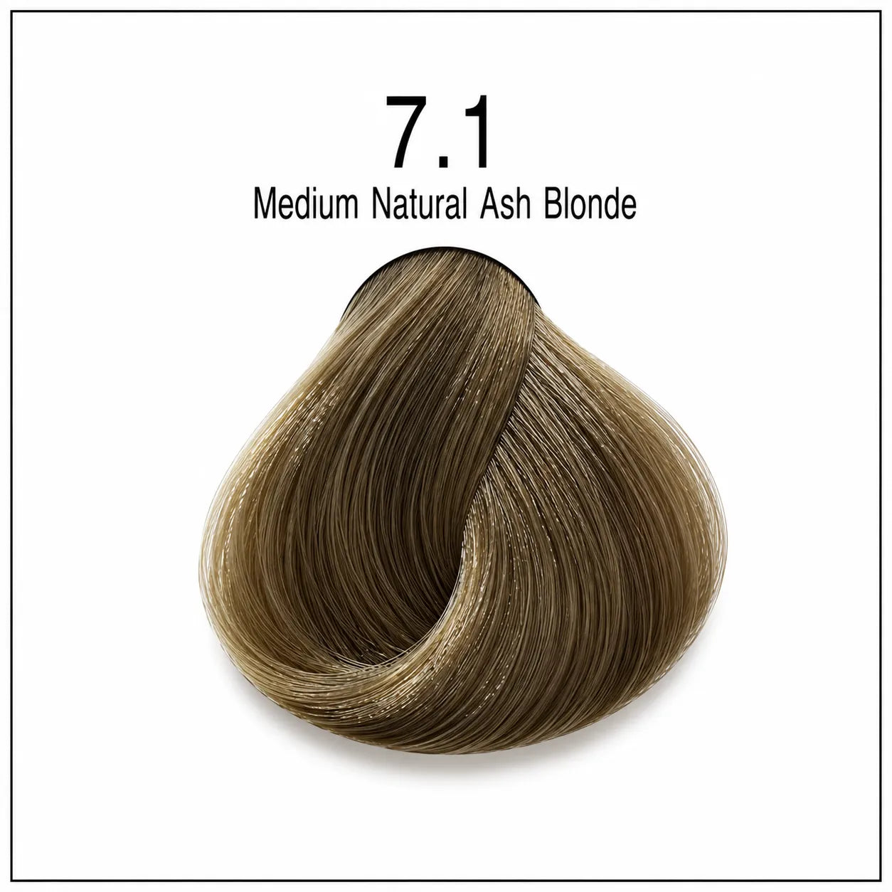 Hair color dye shade swatch 7.1 Medium Natural Ash Blonde, cool light brown ash tone