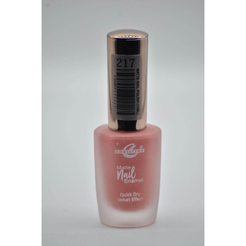 Christine Nail Polish shade 217 matte enamel bottle, dusty rose, front label visible