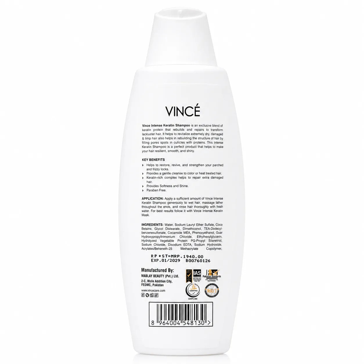 Vince Intense Keratin shampoo 460ml