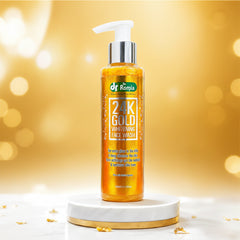 Face wash bottle with gold-toned pump, Dr Romia 24K Gold Whitening Face Wash label