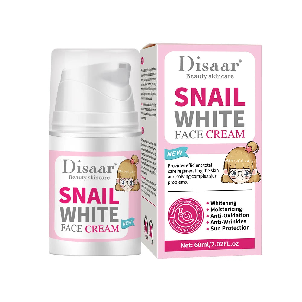 Disaar snail white face cream jar and pink box, 60ml