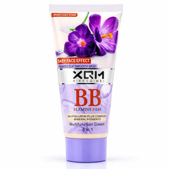XQM lavender BB 6-in-1 blemish base cream tube with purple floral design