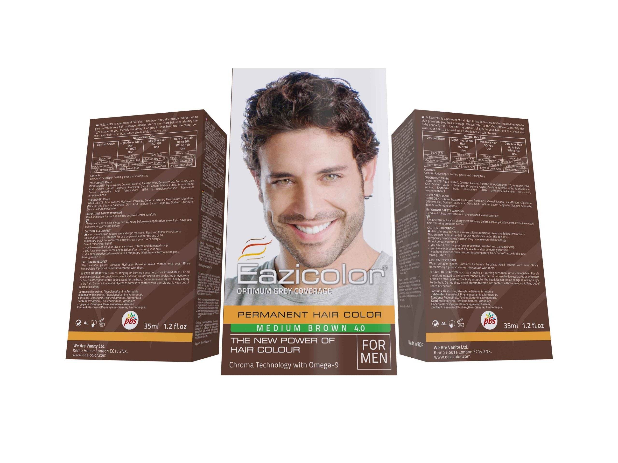 Eazicolor Men Medium Brown 4.0 Hair Color 35ml - YehChez.pk