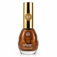 Bronze shimmer nail polish bottle with gold cap and label 27