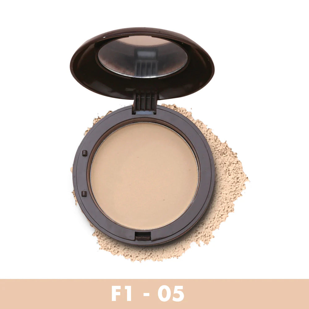 Face powder compact with mirror, F1 05 shade in round pan