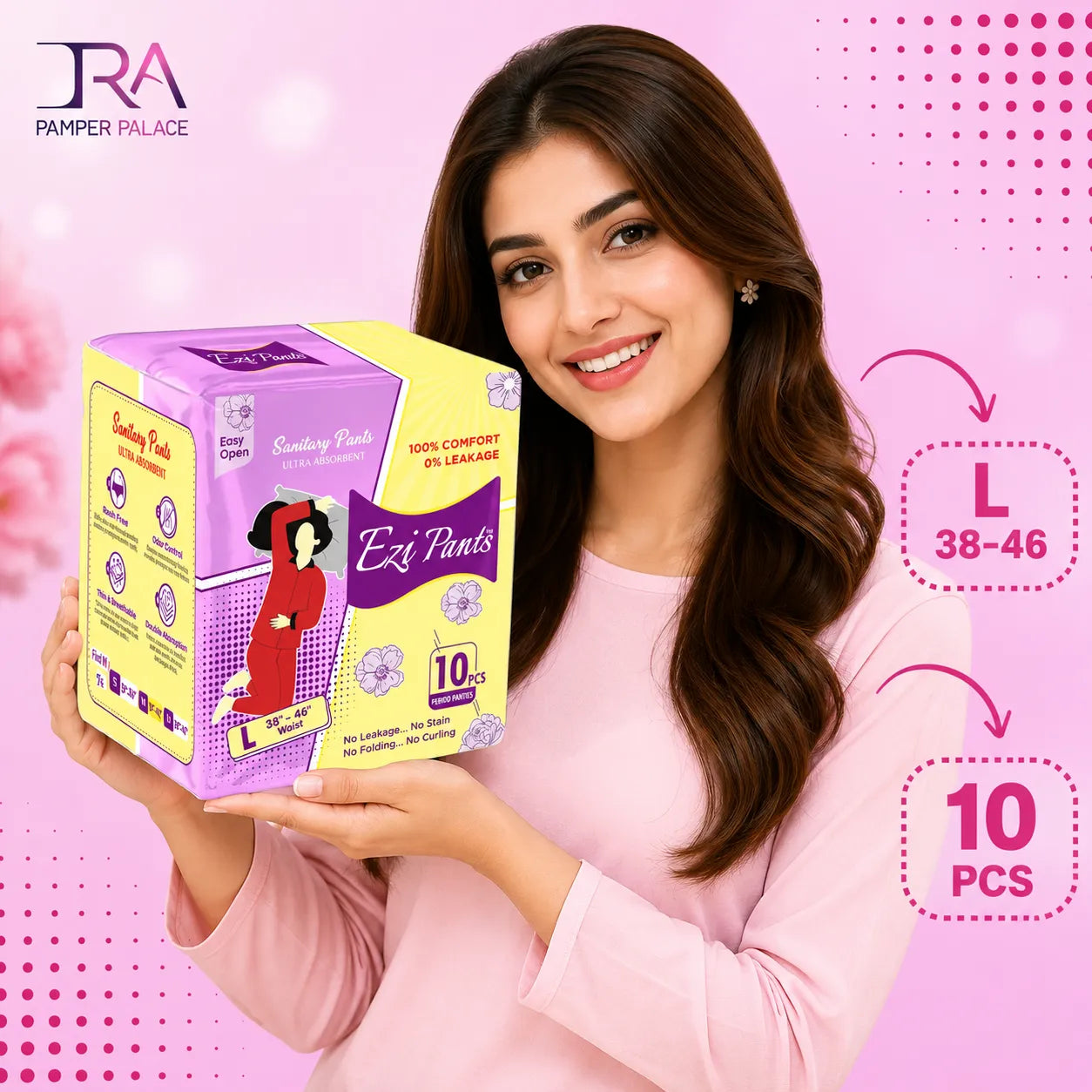 Ezi Pants Pack of 10 Period Panty For Women - Ultra Absorbent Sanitary Pants (All Variants)