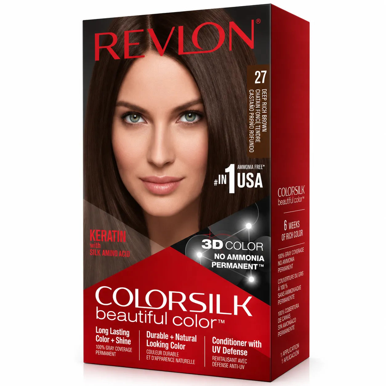 Hair color box ColorSilk 27 dark brown, 40 ml, 3D color, no ammonia