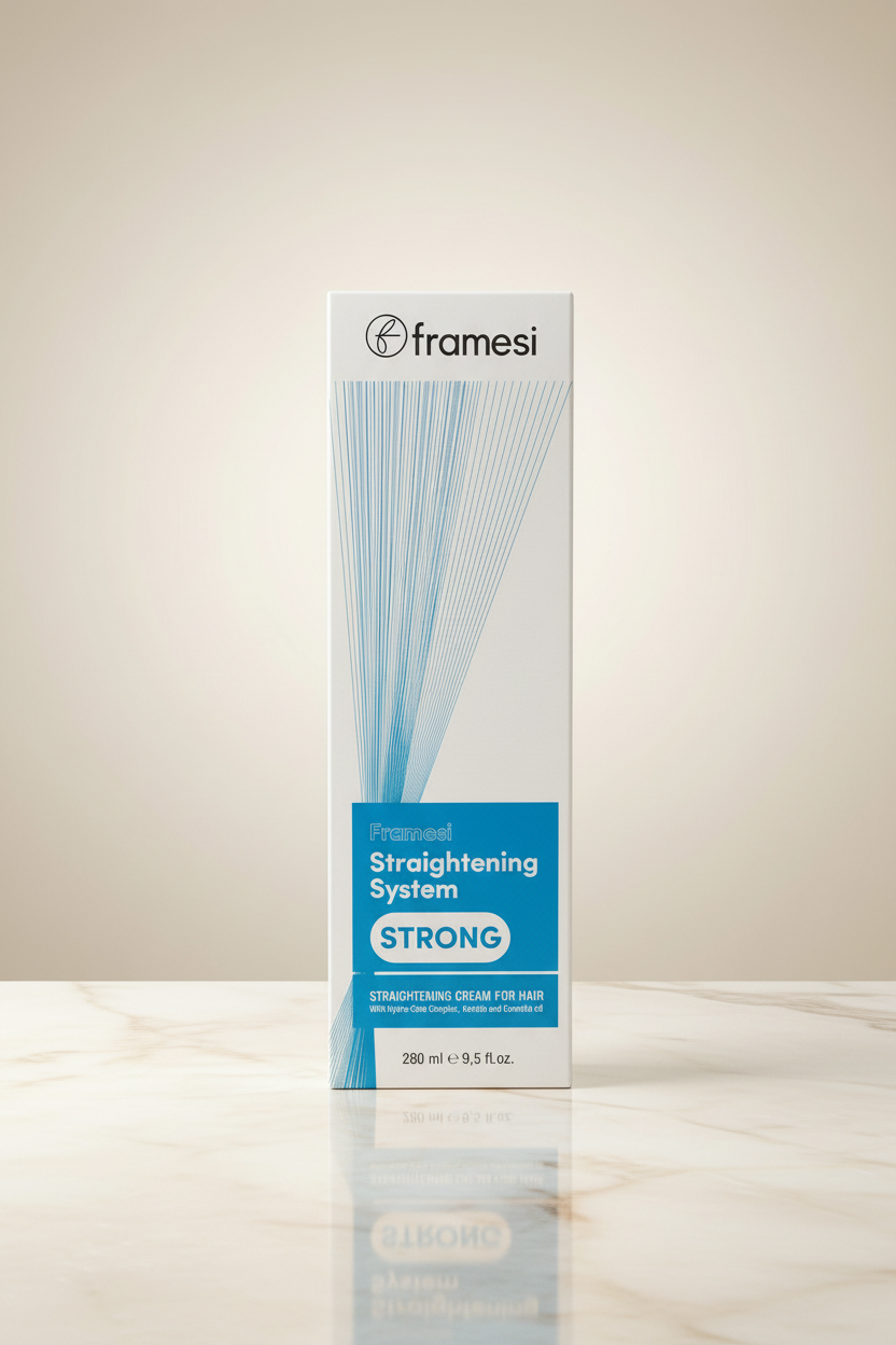 Hair straightening cream box: Framesi Straightening System Strong, 280 ml, standing