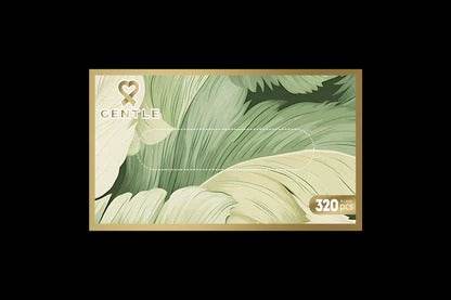 Leaf-pattern tissue box with Gentle logo and 320 tissue count