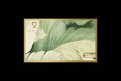 Leaf-pattern tissue box with Gentle logo and 320 tissue count