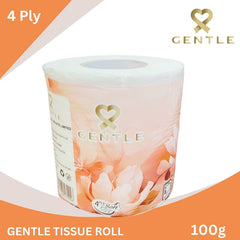 4-ply gentle tissue roll 100g, floral white peach wrap with heart logo