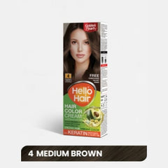 4 Hello Hair Color Medium Brown 100g