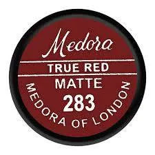 Medora True Red Matte lipstick, shade 283, round container