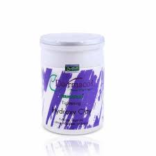 Hydroxy clay mask jar, white container with purple label