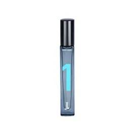 Men’s eau de toilette bottle, clear bottle with dark cap and blue “1” label.
