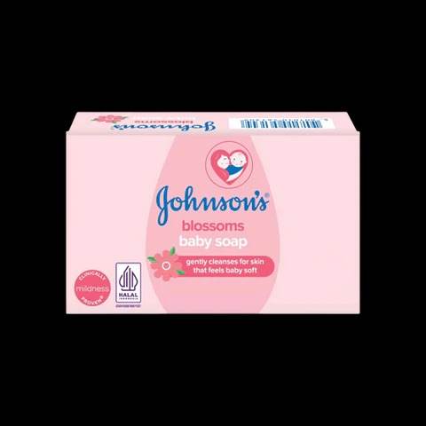 Johnson's Blossoms baby soap carton with pink front panel, Nett 100 g