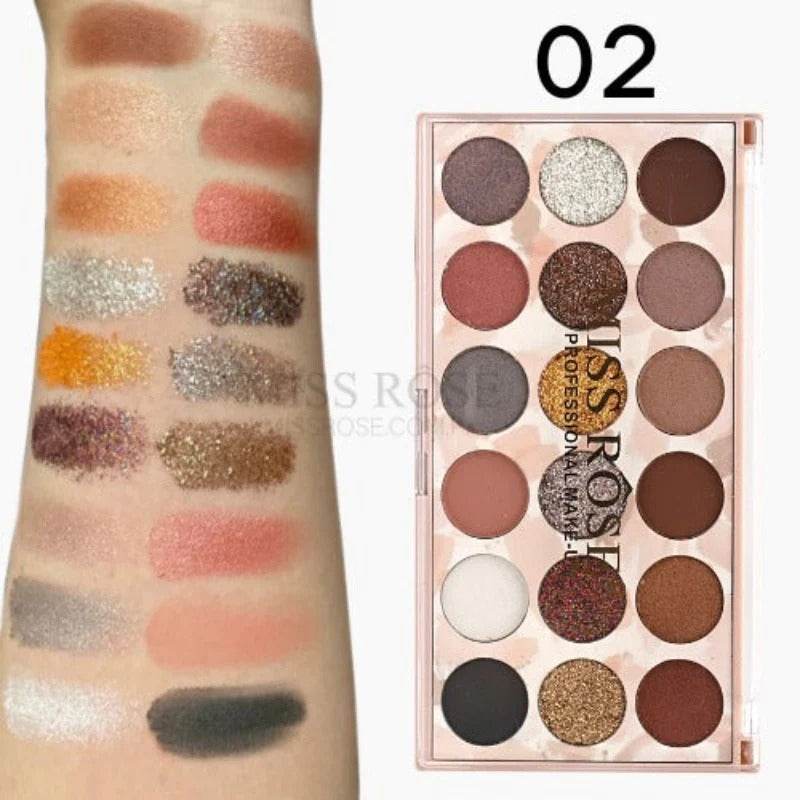 Miss Rose 12 Color EyeShadow & 6 Color Glitter 020 - YehChez.pk