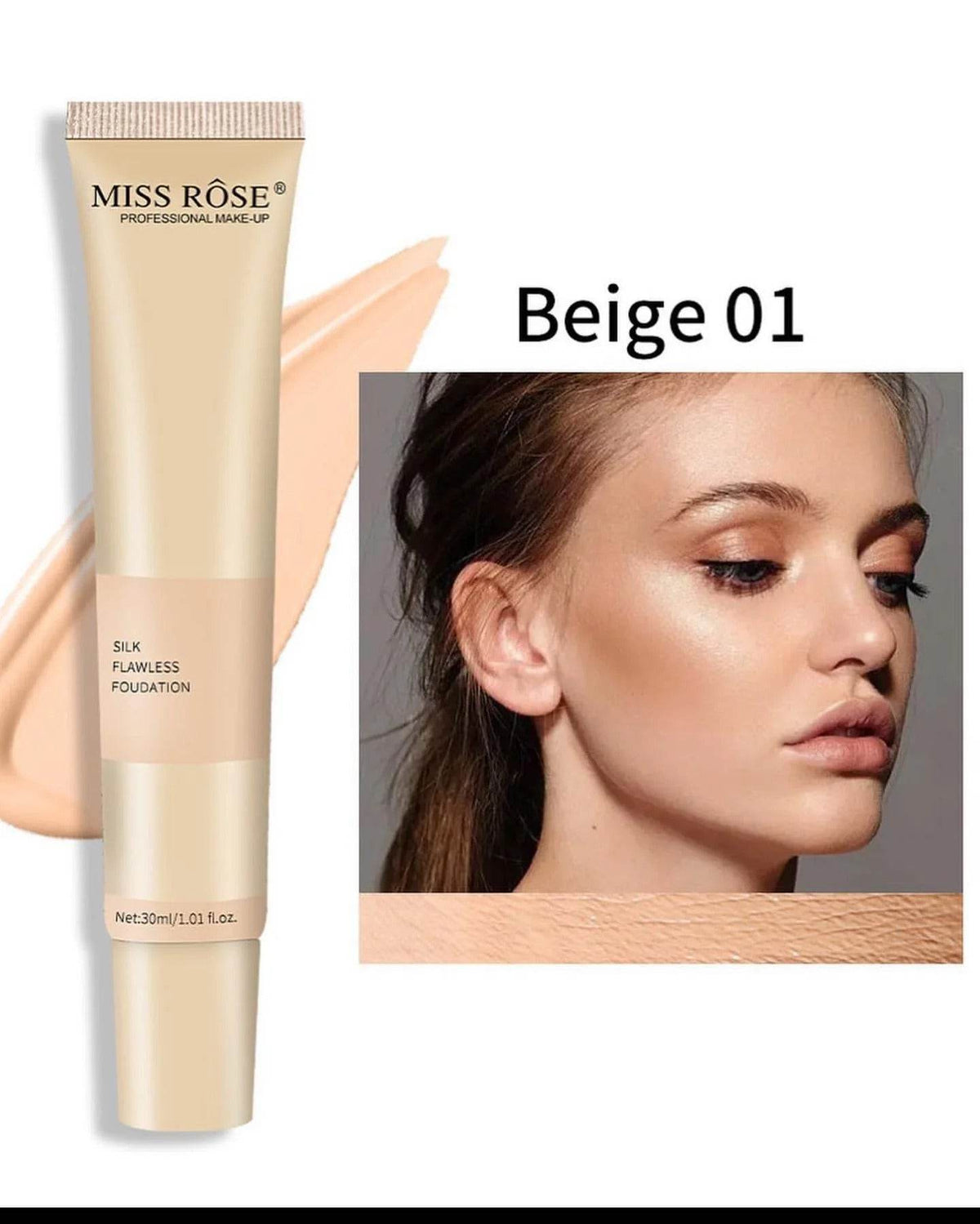 Miss Rose Silk Foundation Beige 1 - YehChez.pk