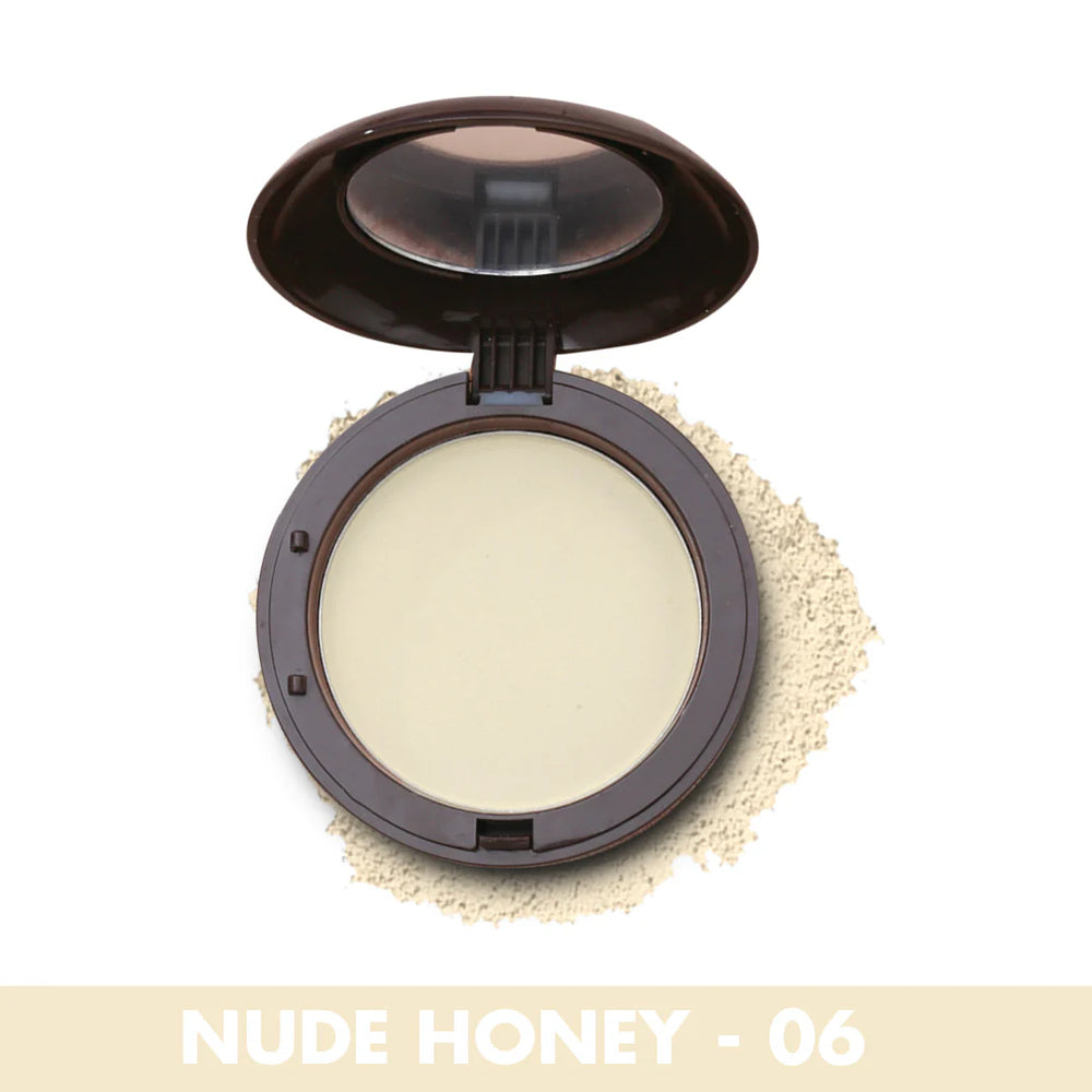 Face powder compact with mirror, Nude Honey 06 shade in round pan
