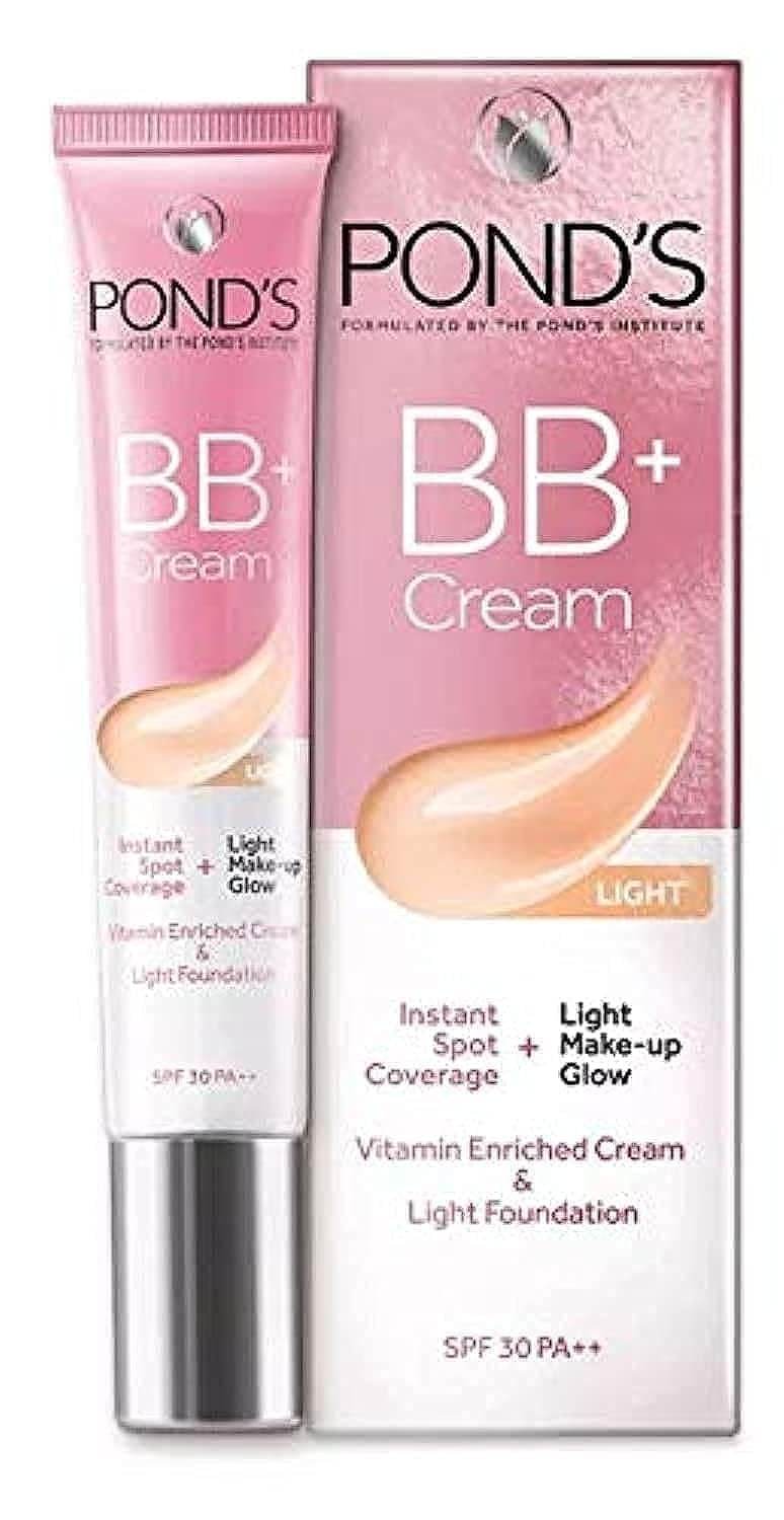Pond's BB+ Cream Ivory close-up, tube with nozzle and boxed product, SPF 30