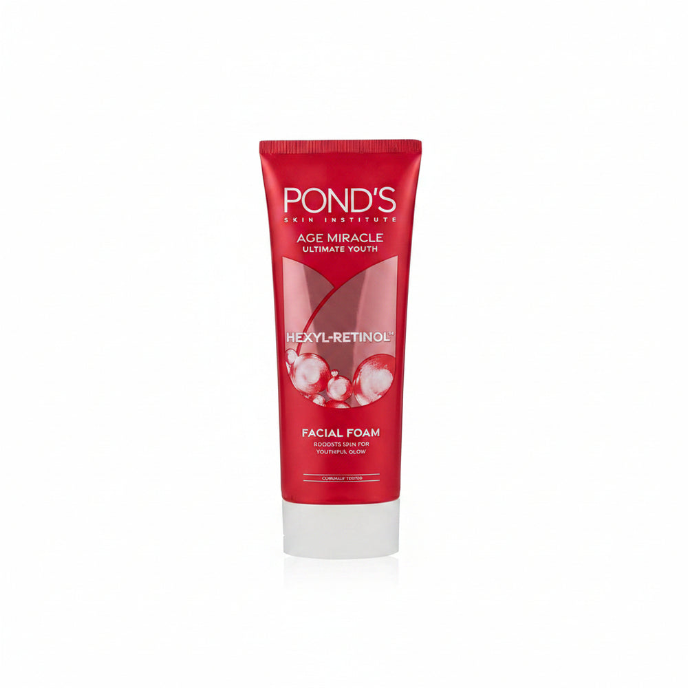 POND'S age miracle hexyl-retinol facial foam tube, red and white
