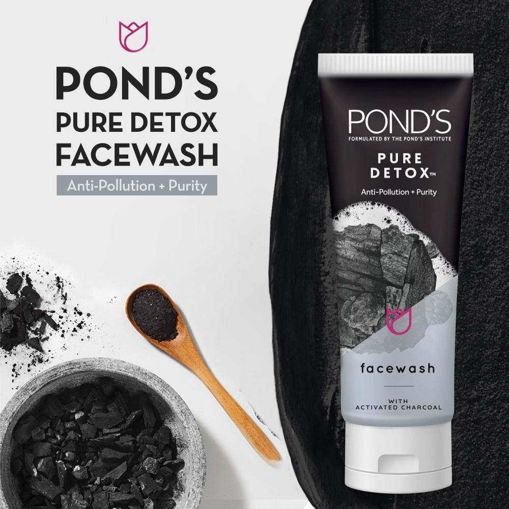 POND'S Pure Detox face wash tube with activated charcoal, anti-pollution purity