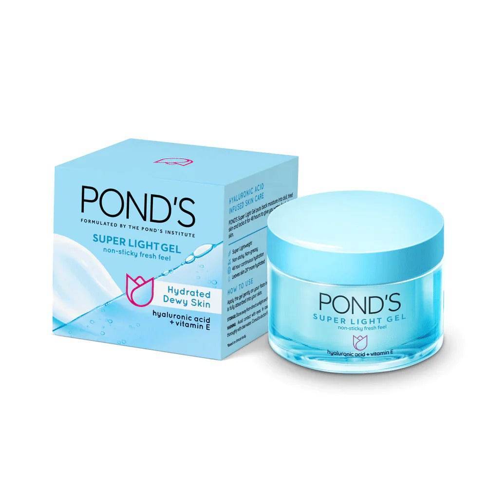 POND'S Super Light Gel box and blue gel jar for face moisturizer