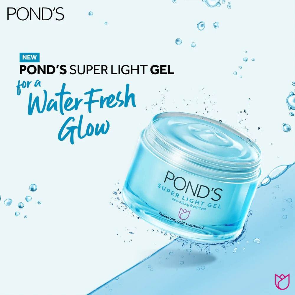 POND'S Super Light Gel blue jar with clear lid, gel surface visible