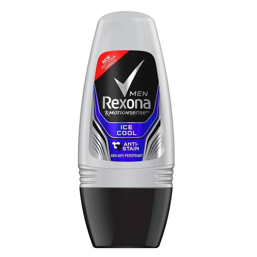 Roll-on deodorant, white cap, Ice Cool men label on black base, 50 ml