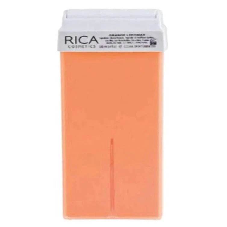 Orange lipowax refill cartridge with RICA label and barcode-style text on top