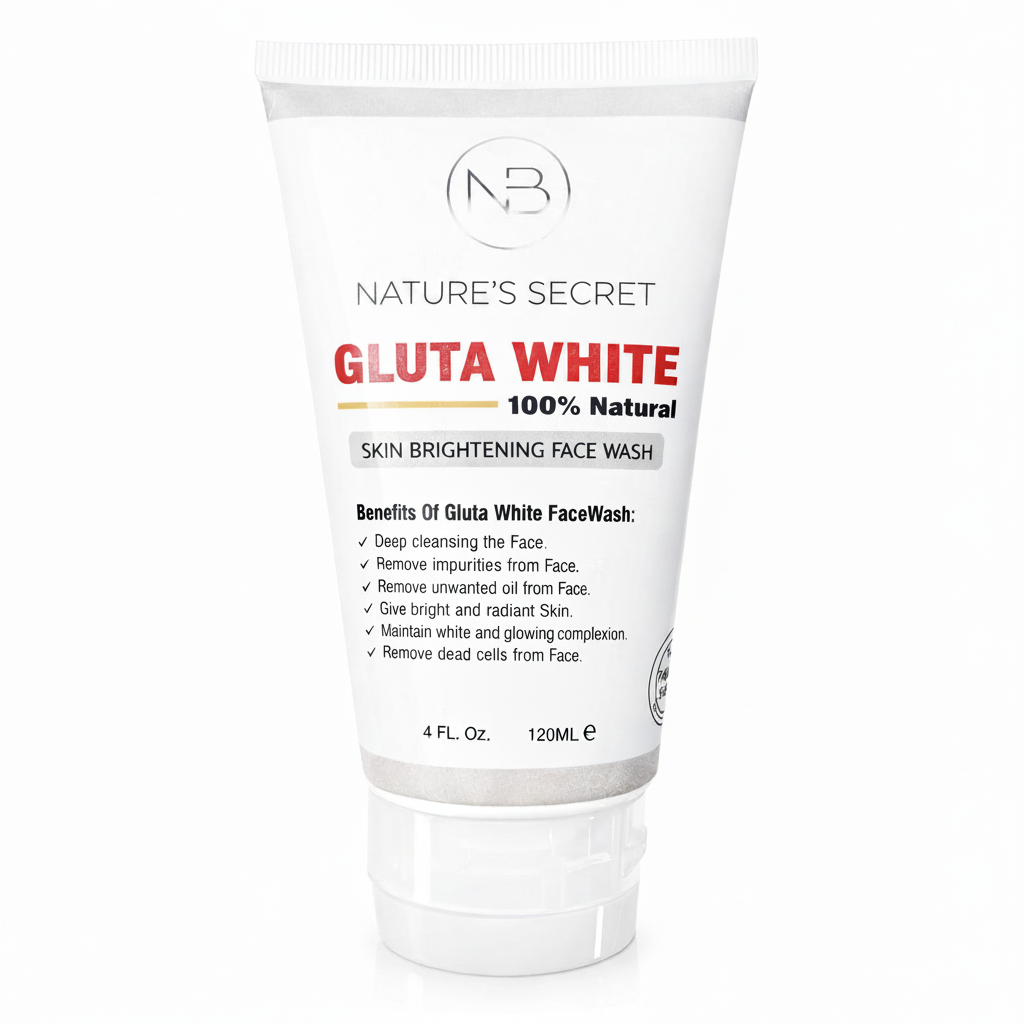 White skin brightening face wash tube, flip-cap style, 120 mL