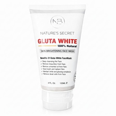 White skin brightening face wash tube, flip-cap style, 120 mL